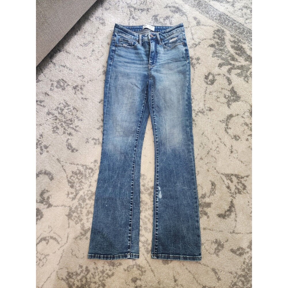 BKE Parker High Rise Tailored Bootcut Distressed Jeans Womens 25x31.5 Blue Denim